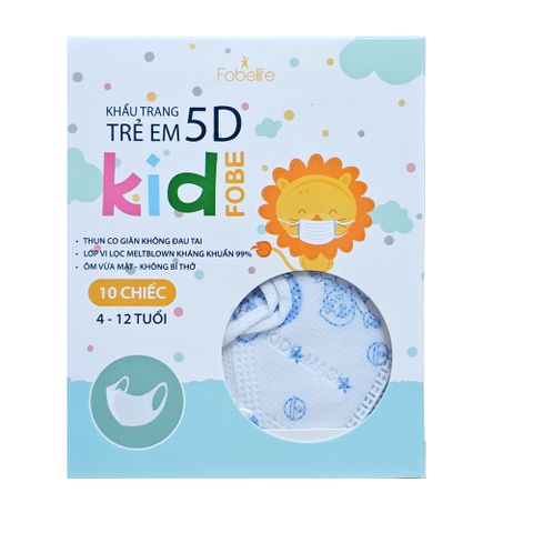 Khẩu Trang Trẻ Em 5D MAKS Cho Bé Integrum Fobe Hàng Xuất Khẩu N2 - Hộp 10 Cái