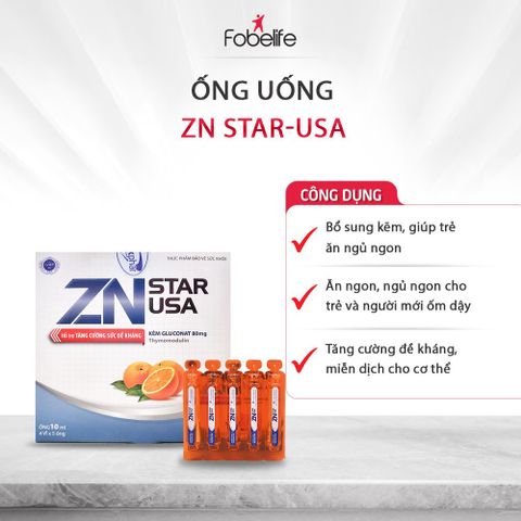 Ống Uống Zn StarUSA Fobe Bổ Sung Kẽm Và Khoáng Chất - Hỗ Trợ Tăng Cường Đề Kháng, Giúp Trẻ Ăn Ngon, Ngủ Ngon, 20 Ống X 10ml