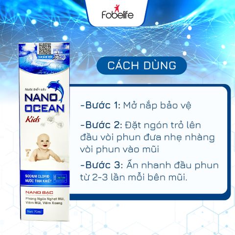 Nước muối biển sâu, làm sạch- thông mũi trẻ em Nano Ocean Kids Fobe N1 - Chai 70ml