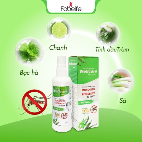 Chai Xịt Wellcare Đuổi Muỗi, Côn Trùng Tinh Dầu Chanh Xả, Giúp Bé Ngủ Ngon