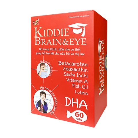 Viên Uống Dầu Cá Bổ Sung DHA EPA Cho Trẻ Từ 6 Tuổi Hỗ Trợ Não Bộ Và Thị Lực - Lọ 60 Viên KIDDIE BRAIN & EYE