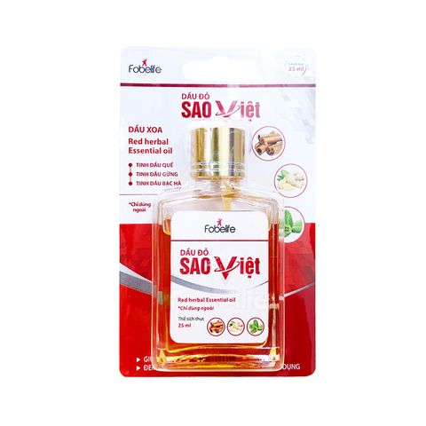 Dầu Đỏ Sao Việt Fobe 25ml - Giảm Nhức Mỏi, Đau Cơ, Sưng Tấy, Tinh Dầu Bạc Hà, Gừng, Khuynh Diệp, Giúp Ấm Cơ Thể