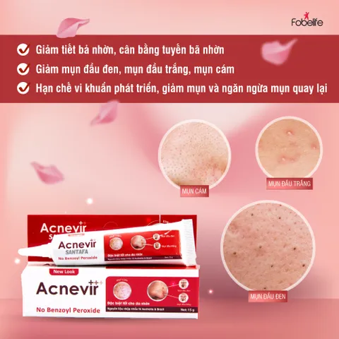 Combo 3 Kem Giảm Mụn Đầu Đen, Đầu Trắng và Mụn Cám ACNEVIR SANTAFA 15gr - Giải Pháp Đặc Trị Da Mụn Hiệu Quả