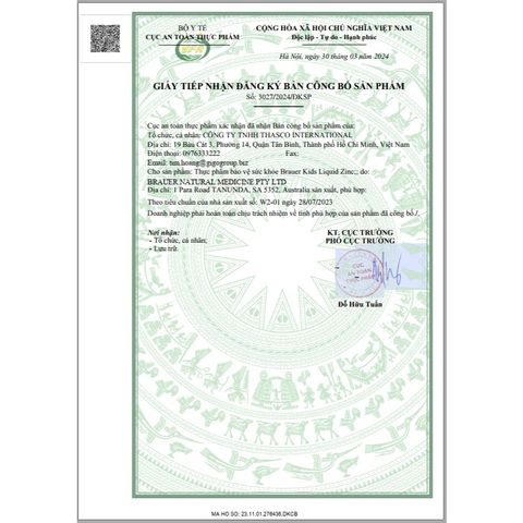Siro Hỗ Trợ Biếng Ăn BRAUER ZinC Cho Trẻ Từ 1 Tuổi - Kẽm, Vitamin D3, C, 200ml