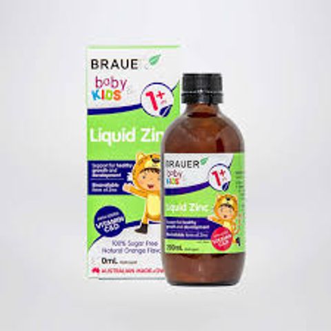 Siro Hỗ Trợ Biếng Ăn BRAUER ZinC Cho Trẻ Từ 1 Tuổi - Kẽm, Vitamin D3, C, 200ml
