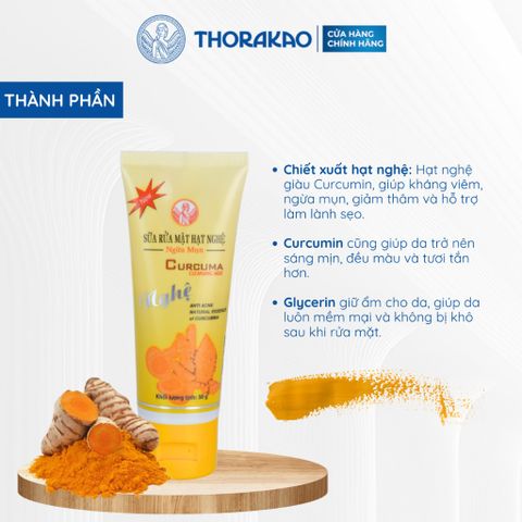 Sữa Rửa Mặt Hạt Nghệ Thorakao 100G - Ngừa Mụn, Tái Tạo Da, Cung Cấp Độ Ẩm - Sản Phẩm Thiên Nhiên Cho Làn Da Sáng Khỏe