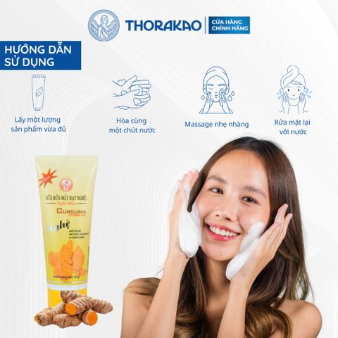 Sữa Rửa Mặt Hạt Nghệ Thorakao 100G - Ngừa Mụn, Tái Tạo Da, Cung Cấp Độ Ẩm - Sản Phẩm Thiên Nhiên Cho Làn Da Sáng Khỏe