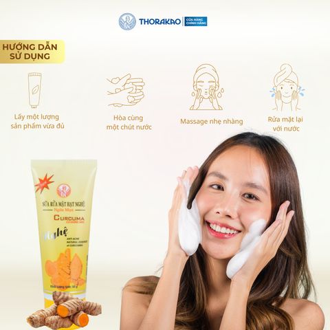 Sữa Rửa Mặt Hạt Nghệ Thorakao 100G - Ngừa Mụn, Tái Tạo Da, Cung Cấp Độ Ẩm - Sản Phẩm Thiên Nhiên Cho Làn Da Sáng Khỏe