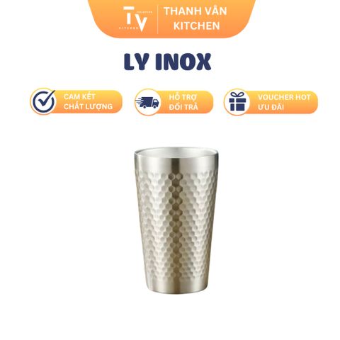 Ly Kim Cương Inox 2 Lớp Dập Bi - Ly Uống Không Gỉ, Đa Kích Cỡ Cho Nhà Bếp Hiện Đại, Phong Cách Sang Trọng (TV8)