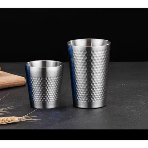 Ly Kim Cương Inox 2 Lớp Dập Bi - Ly Uống Không Gỉ, Đa Kích Cỡ Cho Nhà Bếp Hiện Đại, Phong Cách Sang Trọng (TV8)