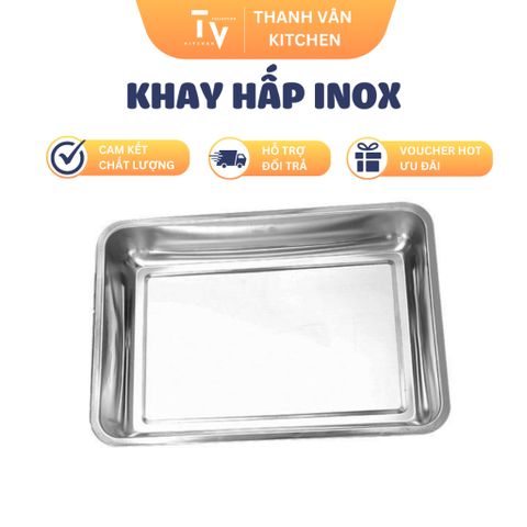 Khay Hấp Inox Chữ Nhật 400x600mm Dùng cho Nhà Bếp - Đồ Dùng Tiện Ích SQC Chất Lượng Cao (TV612)