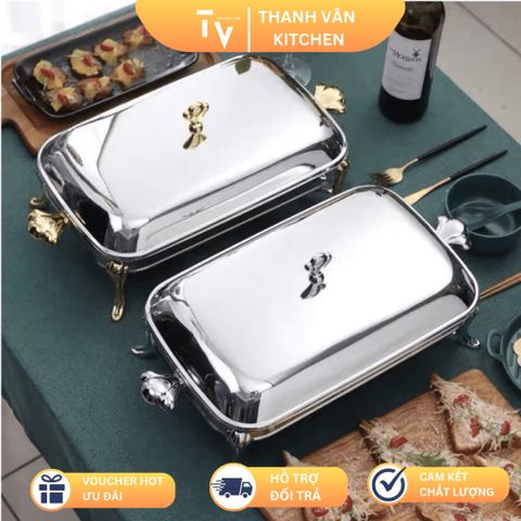 Khay Inox Sang Trọng Hấp Cá & Hải Sản - Dụng Cụ Nhà Bếp Cao Cấp TVKITCHEN 2.9L, Phù Hợp Nhà Hàng và Khách Sạn (TV105)