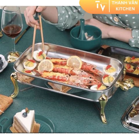 Khay Inox Sang Trọng Hấp Cá & Hải Sản - Dụng Cụ Nhà Bếp Cao Cấp TVKITCHEN 2.9L, Phù Hợp Nhà Hàng và Khách Sạn (TV105)
