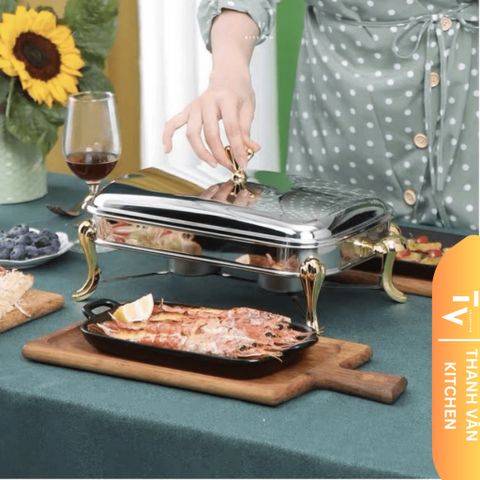 Khay Inox Sang Trọng Hấp Cá & Hải Sản - Dụng Cụ Nhà Bếp Cao Cấp TVKITCHEN 2.9L, Phù Hợp Nhà Hàng và Khách Sạn (TV105)
