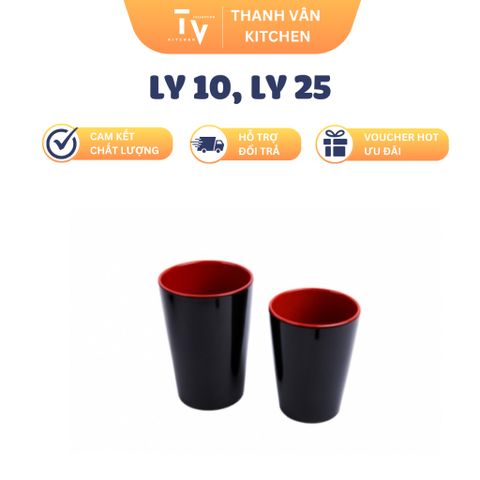 Ly nhựa Melamine 240ml và 340ml - Bộ ly màu trắng, đỏ đen, đen cho nhà bếp - Đồ gia dụng chất lượng cao, kiểu dáng hiện đại (TV814)