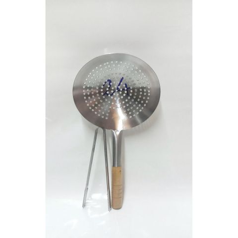 Vợt Vớt Xương Cao Cấp Cán Gỗ - Dùng Vớt Rau Củ, Thức Ăn Chiên, Inox 304 Bền Đẹp - Đồ Dùng Bếp Chất Lượng Nhật Bản (TV145)
