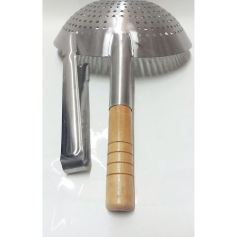 Vợt Vớt Xương Cao Cấp Cán Gỗ - Dùng Vớt Rau Củ, Thức Ăn Chiên, Inox 304 Bền Đẹp - Đồ Dùng Bếp Chất Lượng Nhật Bản (TV145)