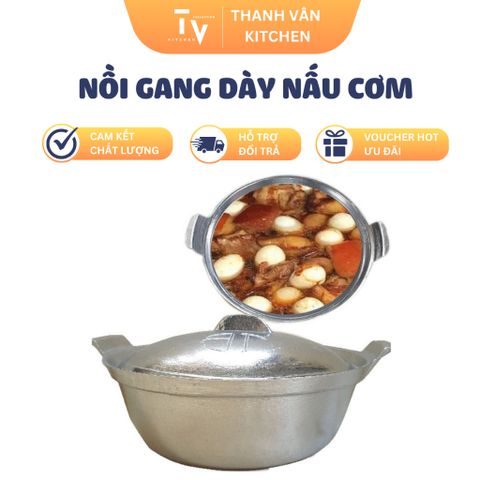 Nồi Gang Dày Đúc Nguyên Khối - Nấu Cơm, Kho Cá, Thịt, Kích Cỡ Từ Số 1 Đến Số 5 - Đồ Gia Dụng Nhà Bếp Chất Lượng Cao (TV440)