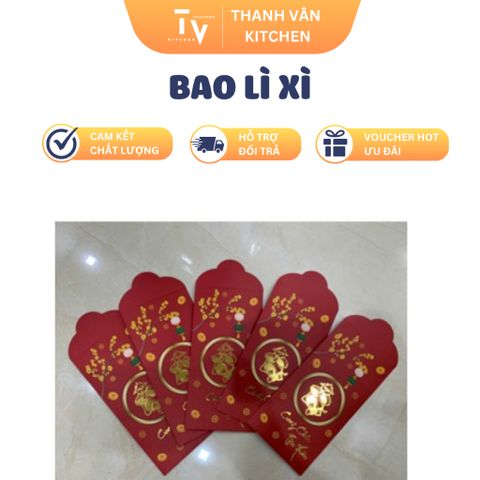 Bao Lì Xì Ép Kim Cao Cấp - Bộ Quà Tặng Tết Nguyên Đán Đẹp, Phong Cách Truyền Thống Việt Nam, May Mắn và Tài Lộc (TV473)