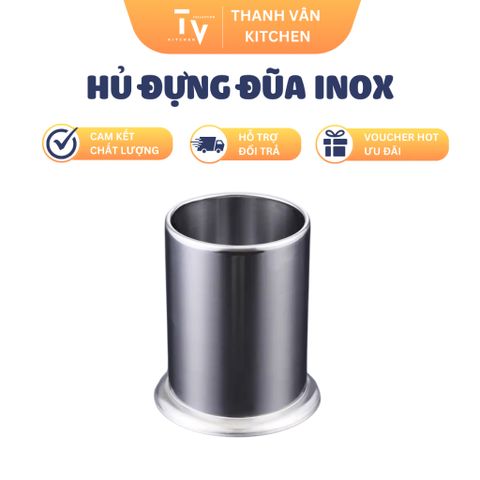 Lọ Đựng Đũa Inox 304 Không Gỉ Hình Trụ Tròn Tiện Dụng - Dụng Cụ Nhà Bếp TVKITCHEN (TV305)