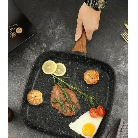 Chảo Inox Vuông Đáy Từ Hàn Quốc - Chảo Bít Tết Siêu Đẹp Với Thiết Kế Độc Đáo Dành Cho Nhà Bếp