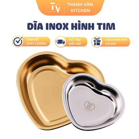 Dĩa Hình Trái Tim Vàng Bạc - Đồ Gia Dụng Nhà Bếp Thức Ăn, Tráng Miệng Sang Trọng cho Mọi Dịp (TV79)