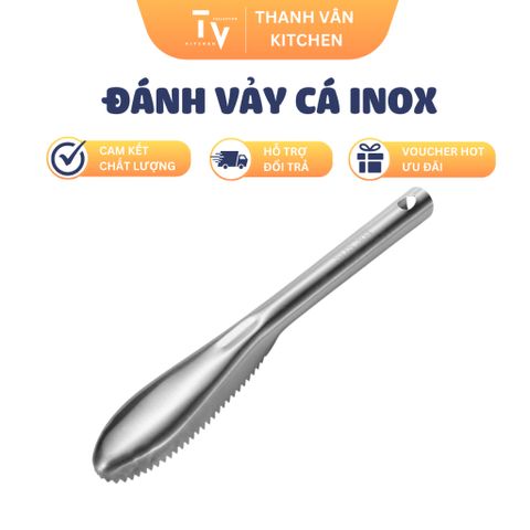 Dụng cụ đánh vảy cá inox 304 cầm tay có móc treo tiện dụng - Dao cạo vảy cá bền bỉ, dễ sử dụng cho nhà bếp (TV455)