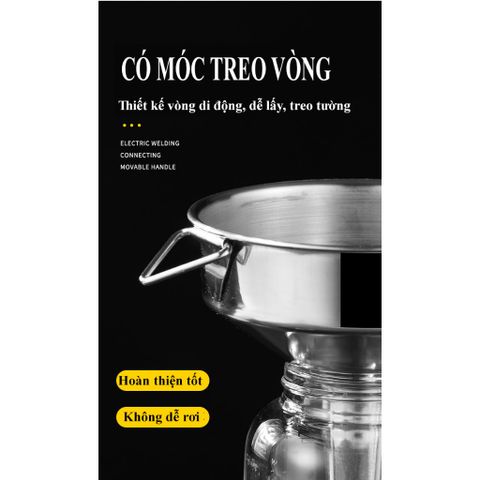 Phễu Rót Chất Lỏng Inox Đa Năng Không Gỉ Kích Thước Khác Nhau Có Quai Treo Tiện Dụng P210 - Dụng Cụ Bếp Thực Dụng (TV363)