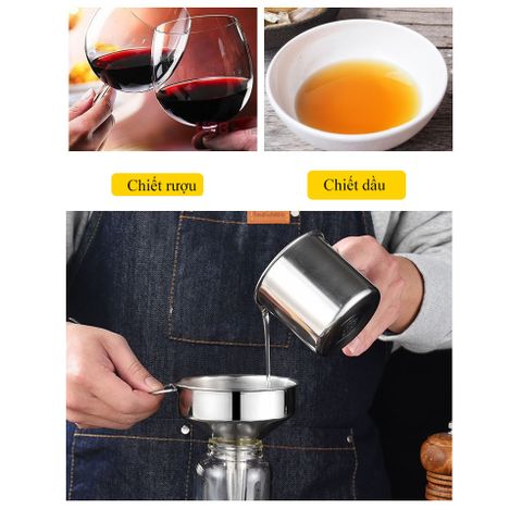 Phễu Rót Chất Lỏng Inox Đa Năng Không Gỉ Kích Thước Khác Nhau Có Quai Treo Tiện Dụng P210 - Dụng Cụ Bếp Thực Dụng (TV363)