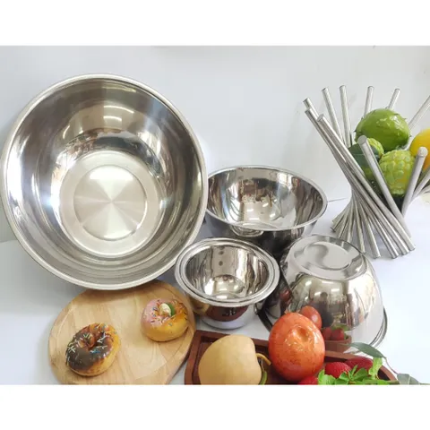 Thau inox 304 nhiều kích thước loại dày đựng thực phẩm, rửa rau củ, thau inox nhà bếp 10 kích thước (TV351)