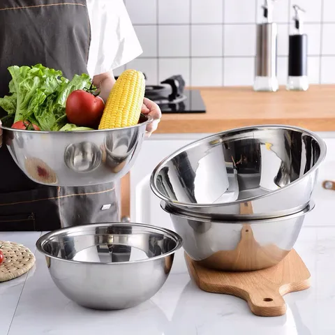 Thau inox 304 nhiều kích thước loại dày đựng thực phẩm, rửa rau củ, thau inox nhà bếp 10 kích thước (TV351)