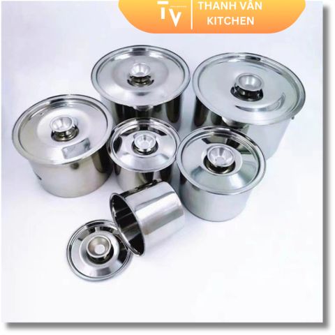 Bộ Thố Đựng Gia Vị Inox Có Nắp Đậy - Thố Đựng Thức Ăn Chuyên Dụng Cho Bếp Gia Đình, Đủ Kích Cỡ 0.8L Đến 4.5L (TV48)