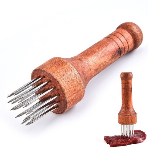 Cây Xăm Thịt Inox Cán Gỗ - Dụng Cụ Dần Thịt Làm Mềm Thịt Dễ Thấm Gia Vị - Đồ Gia Dụng Nhà Bếp TVKITCHEN (TV667)