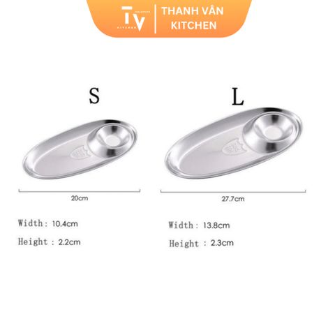 Dĩa Oval Inox 304 Có Chỗ Đựng Tương Hàn Quốc - Thiết Kế Sang Trọng, Đa Dụng Cho Bữa Ăn Thêm Hoàn Hảo (TV76)