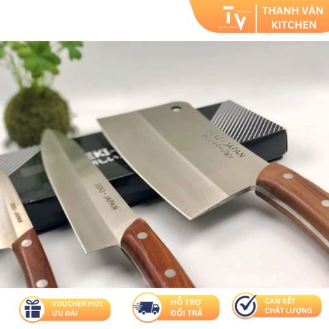Bộ Dao Seki Nhật Bản Cao Cấp - Bộ Đồ Bếp Thép Không Gỉ, Sắc Bén, Thiết Kế Đẹp Có Kéo Cắt Gà - Hàng Nội Địa Chất Lượng Cao (TV139)