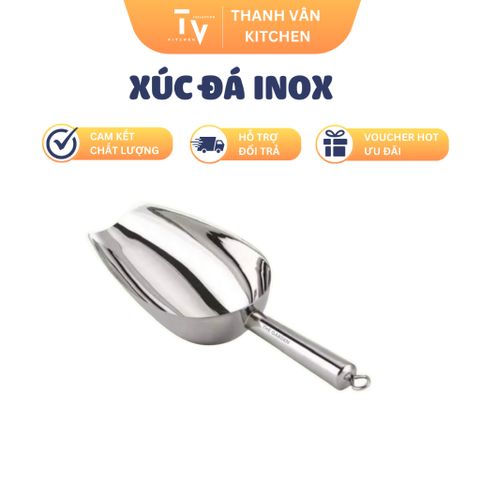 Xúc Đá Inox Cao Cấp Có Quai Đeo, Bề Mặt Sáng Bóng - Dụng Cụ Nhà Bếp Chắc Chắn và Tiện Lợi Cho Gia Đình (TV456)
