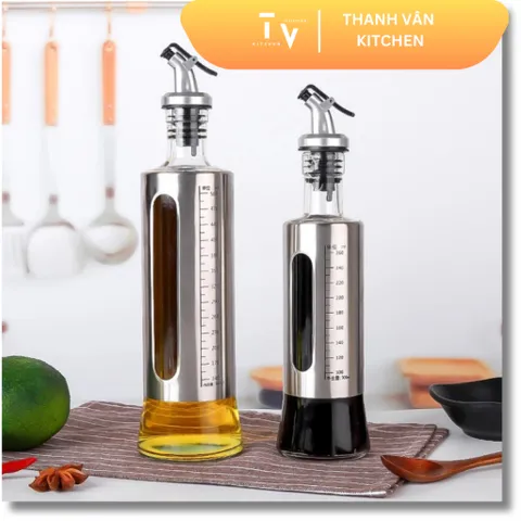 Chai Đựng Dầu Ô Liu Thủy Tinh 500ml & 300ml - Thiết Kế Chống Tràn Tiện Lợi Cho Bếp - Dụng Cụ Gia Dụng Độc Đáo (TV100)