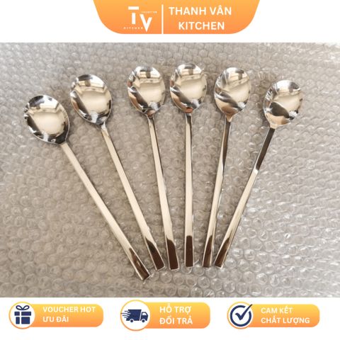 Muỗng Soup Cán Dài Inox Cao Cấp 21cm - Thiết Kế Sang Trọng Kiểu Hàn Quốc cho Gia Đình và Nhà Hàng (TV127)
