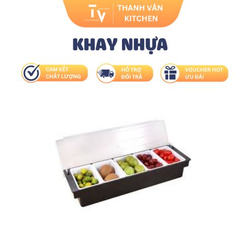 Khay Nhựa Đựng Topping 4 Ngăn, Gia Vị Chất Liệu ABS - Tiện Ích Nhà Bếp Cho Mọi Gia Đình (TV180)