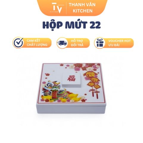 Hộp Mứt 22 TVKITCHEN - Hộp Đựng Thực Phẩm Chất Lượng Cao - Kích Thước 24.4 x 24.4 x 6.9 cm, Giúp Giữ Tươi Món Ngon (TV972)