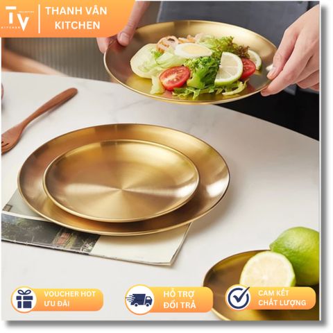 Đĩa Inox Tròn Hàn Quốc Cao Cấp - Khay Trang Trí Đựng Thức Ăn Hiện Đại, Sang Trọng Dành Cho Gia Đình, Nhà Hàng, Khách Sạn (TV71)