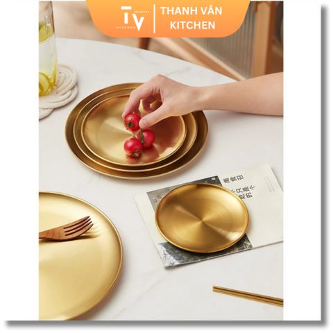 Đĩa Inox Tròn Hàn Quốc Cao Cấp - Khay Trang Trí Đựng Thức Ăn Hiện Đại, Sang Trọng Dành Cho Gia Đình, Nhà Hàng, Khách Sạn (TV71)