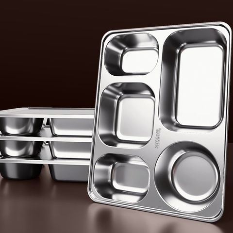 Khay cơm inox 5 ngăn tiện dụng - Dày inox 201, 304 không gỉ, lý tưởng cho văn phòng và gia đình - TVKITCHEN (TV370)