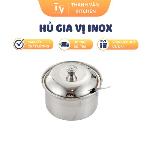Hủ đựng gia vị inox có nắp - Thố đựng gia vị tiện dụng cho nhà bếp, chất liệu inox không gỉ, đa dạng kích thước (TV508)