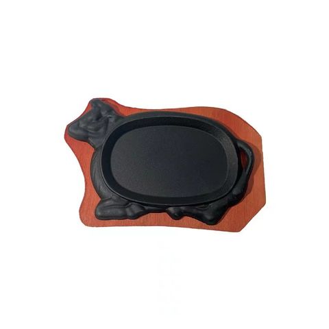 Vỉ Nướng Gang Beefsteak Đế Gỗ Chống Bỏng - Thiết Bị Nhà Bếp Chuyên Dụng Dành Cho Quán Ăn, Nhân viên Thực Phẩm (TV652)