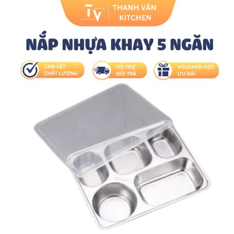 Nắp nhựa đậy khay inox 5 ngăn - Nắp khay cơm chịu nhiệt chống côn trùng, sản phẩm gia dụng tiện ích cho bếp nhà bạn (TV458)