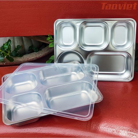 Nắp nhựa đậy khay inox 5 ngăn - Nắp khay cơm chịu nhiệt chống côn trùng, sản phẩm gia dụng tiện ích cho bếp nhà bạn (TV458)