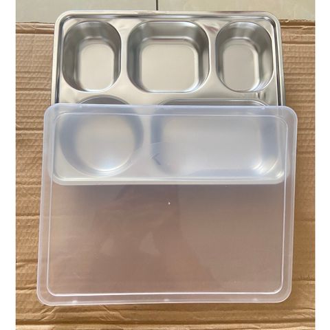 Nắp nhựa đậy khay inox 5 ngăn - Nắp khay cơm chịu nhiệt chống côn trùng, sản phẩm gia dụng tiện ích cho bếp nhà bạn (TV458)