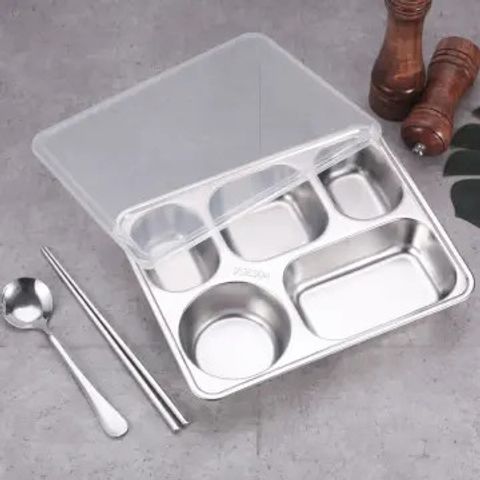 Nắp nhựa đậy khay inox 5 ngăn - Nắp khay cơm chịu nhiệt chống côn trùng, sản phẩm gia dụng tiện ích cho bếp nhà bạn (TV458)