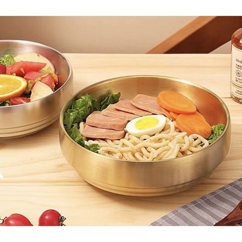 Bát Mì Lạnh Inox 304 2 Lớp Hàn Quốc - Bát Ăn Đa Kích Thước Màu Bạc Vàng - Dụng Cụ Nhà Bếp TVKITCHEN (TV2)